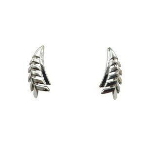 Silver Tone Coro Leaf Design Clip On Earrings Vintage